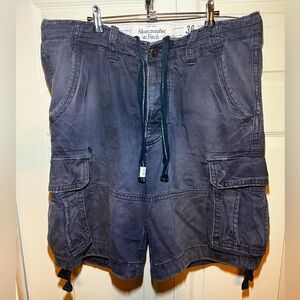 Abercrombie and Fitch, Navy Cargo Shorts, Rugged Duty, 36W w/ Drawstring